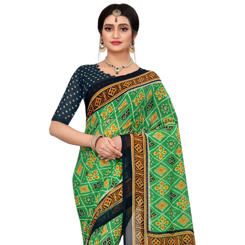 Fabulous Georgette Floral Print Saree With Blouse Piece