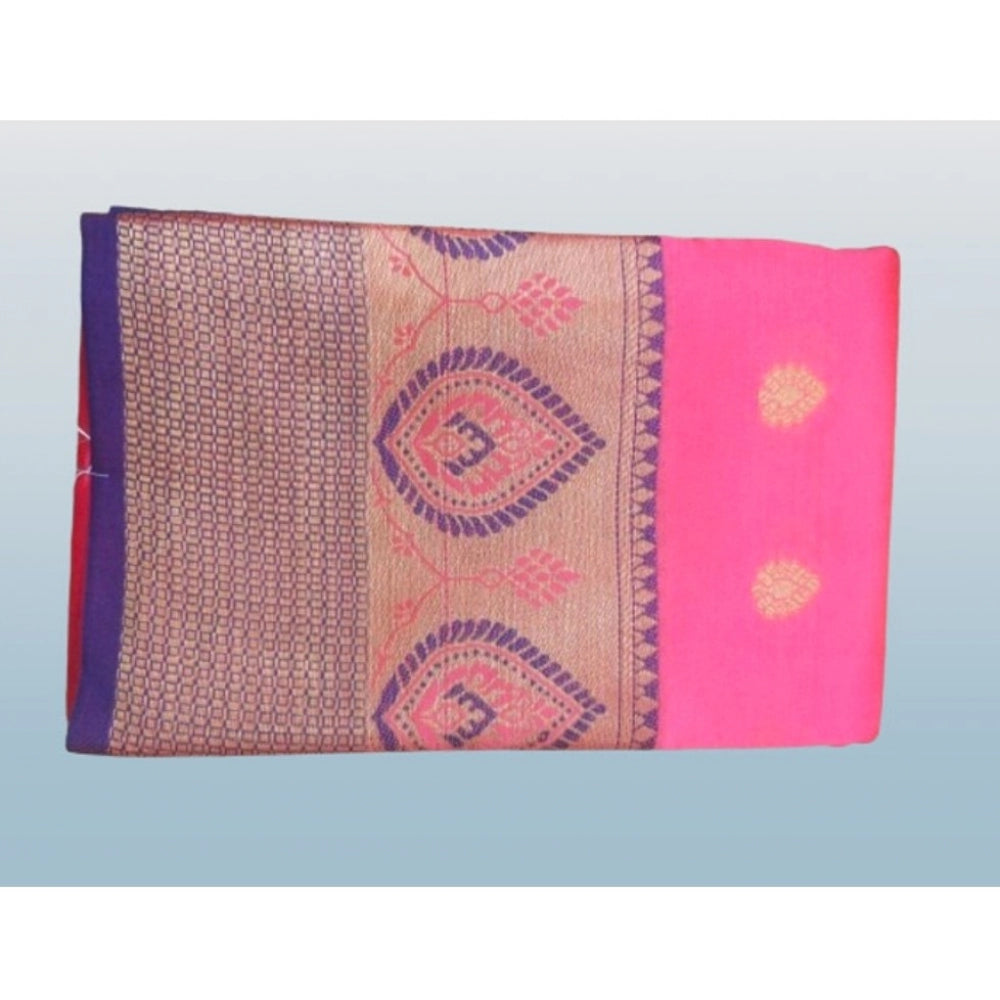 Appealing Silk Blend Woven Saree With Blouse Piece