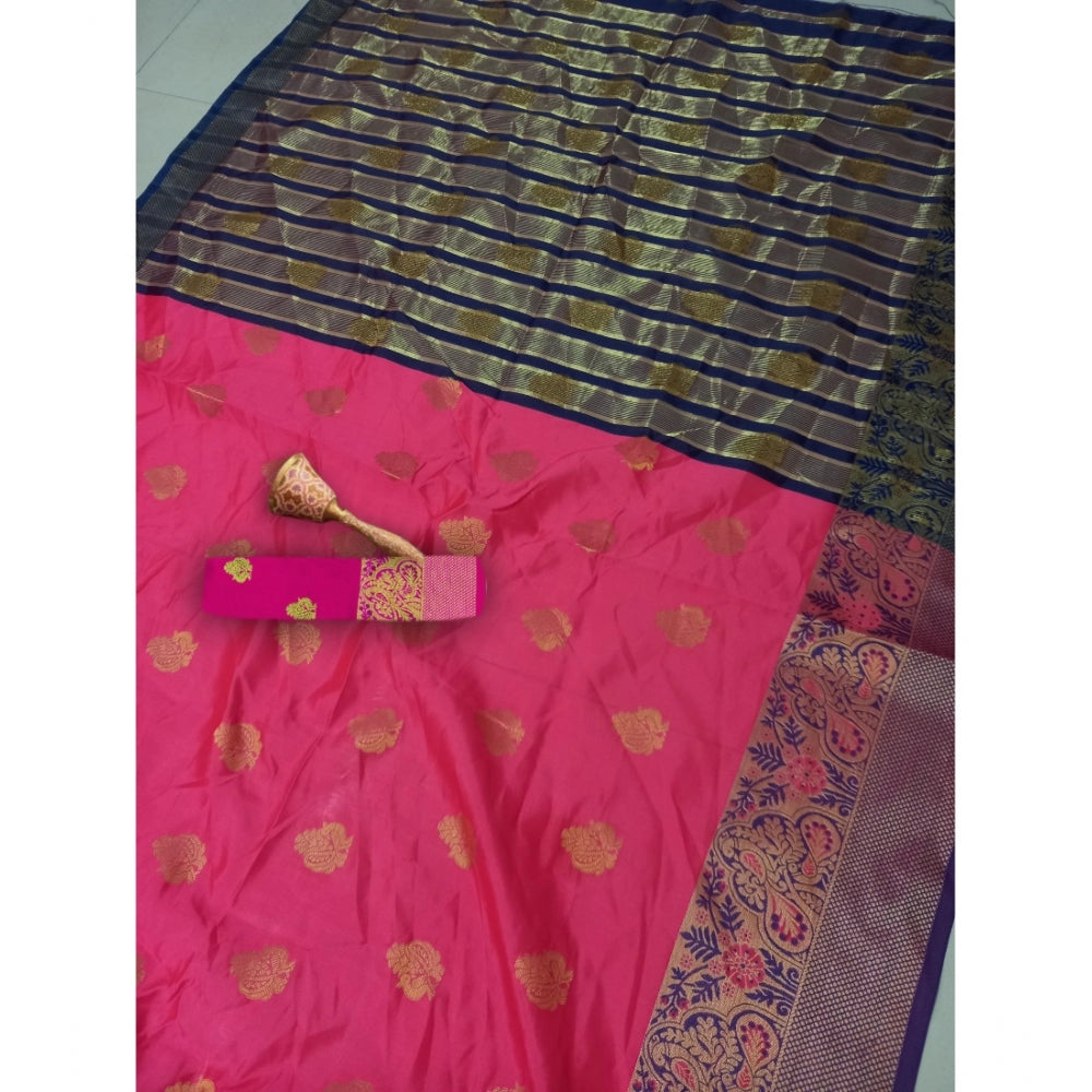 Appealing Silk Blend Woven Saree With Blouse Piece