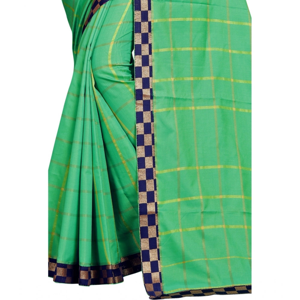 Charming Cotton Silk Checkered Saree With Blouse Piece