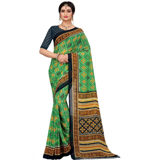 Fabulous Georgette Floral Print Saree With Blouse Piece