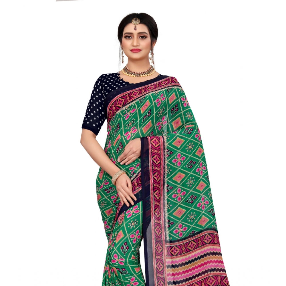 Fabulous Georgette Floral Print Saree With Blouse Piece