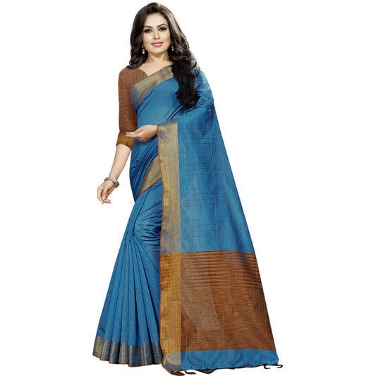 Dazzling Cotton Silk Self Design Saree With Blouse Piece