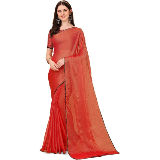 Incredible Silk Blend Embellished Saree With Blouse Piece