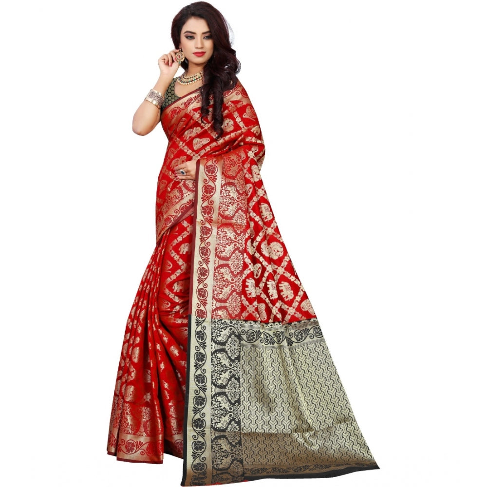 Tremendous Jacquard Woven Saree With Blouse Piece