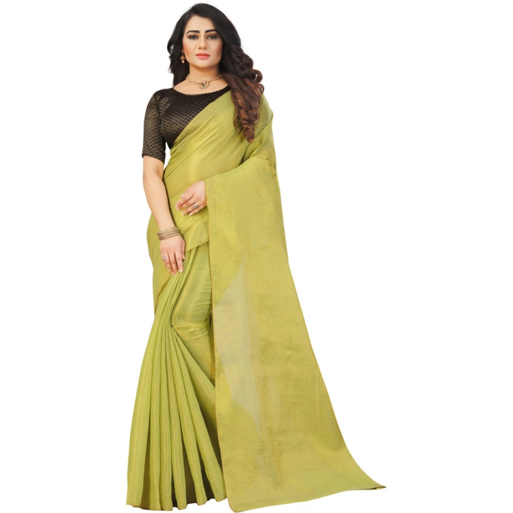 Dazzling Cotton Silk Self Design Saree With Blouse Piece