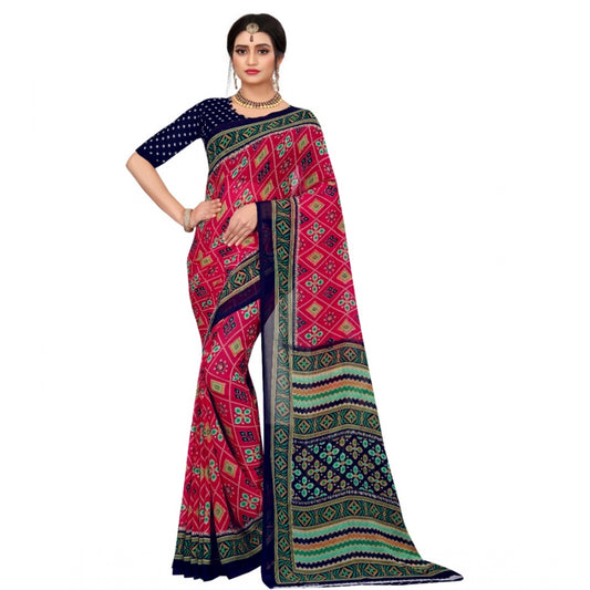 Fabulous Georgette Floral Print Saree With Blouse Piece