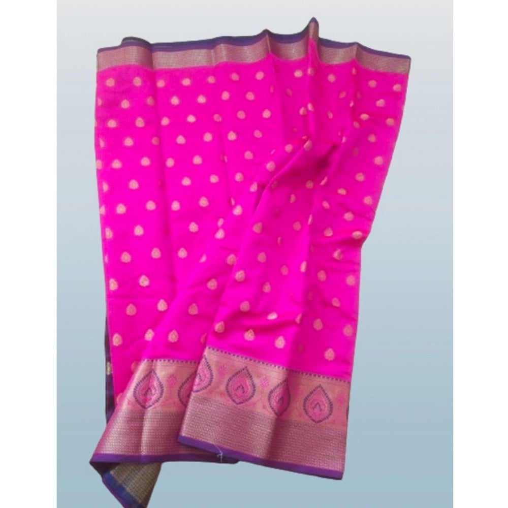 Appealing Silk Blend Woven Saree With Blouse Piece