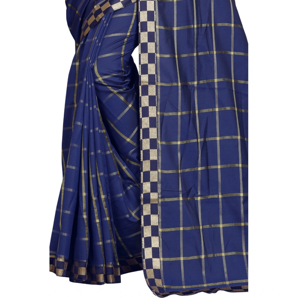 Charming Cotton Silk Checkered Saree With Blouse Piece