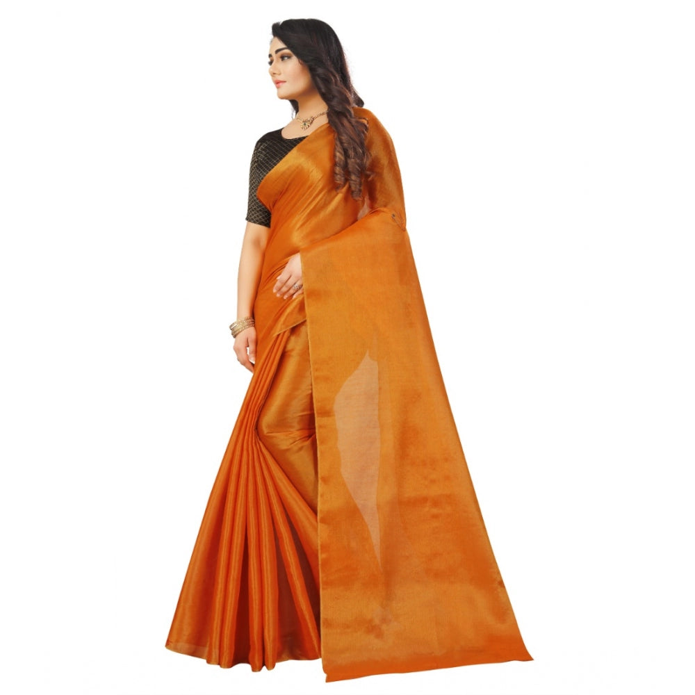 Dazzling Cotton Silk Self Design Saree With Blouse Piece