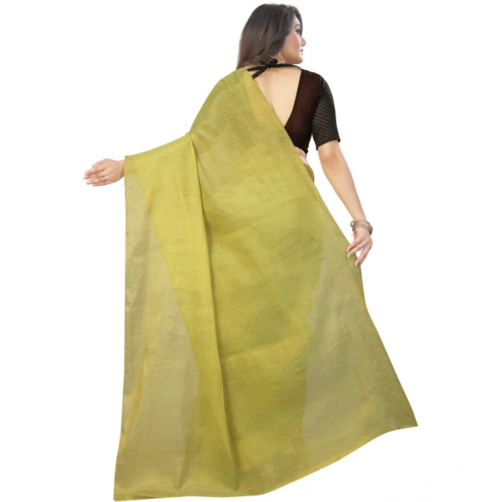 Dazzling Cotton Silk Self Design Saree With Blouse Piece