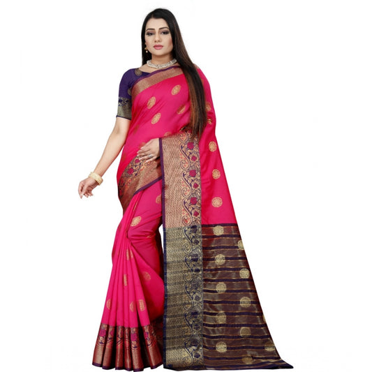 Appealing Silk Blend Woven Saree With Blouse Piece