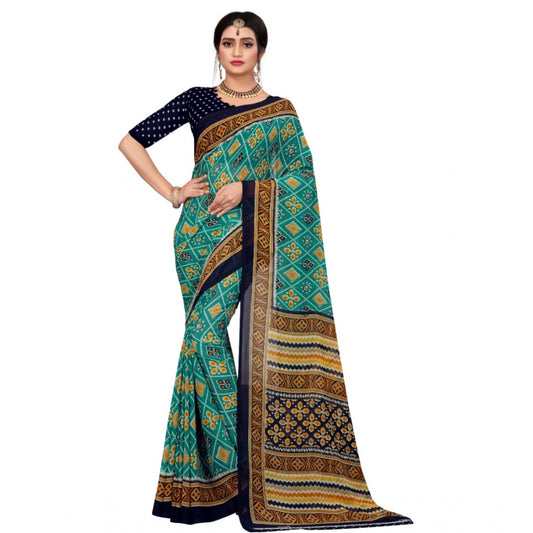 Fabulous Georgette Floral Print Saree With Blouse Piece