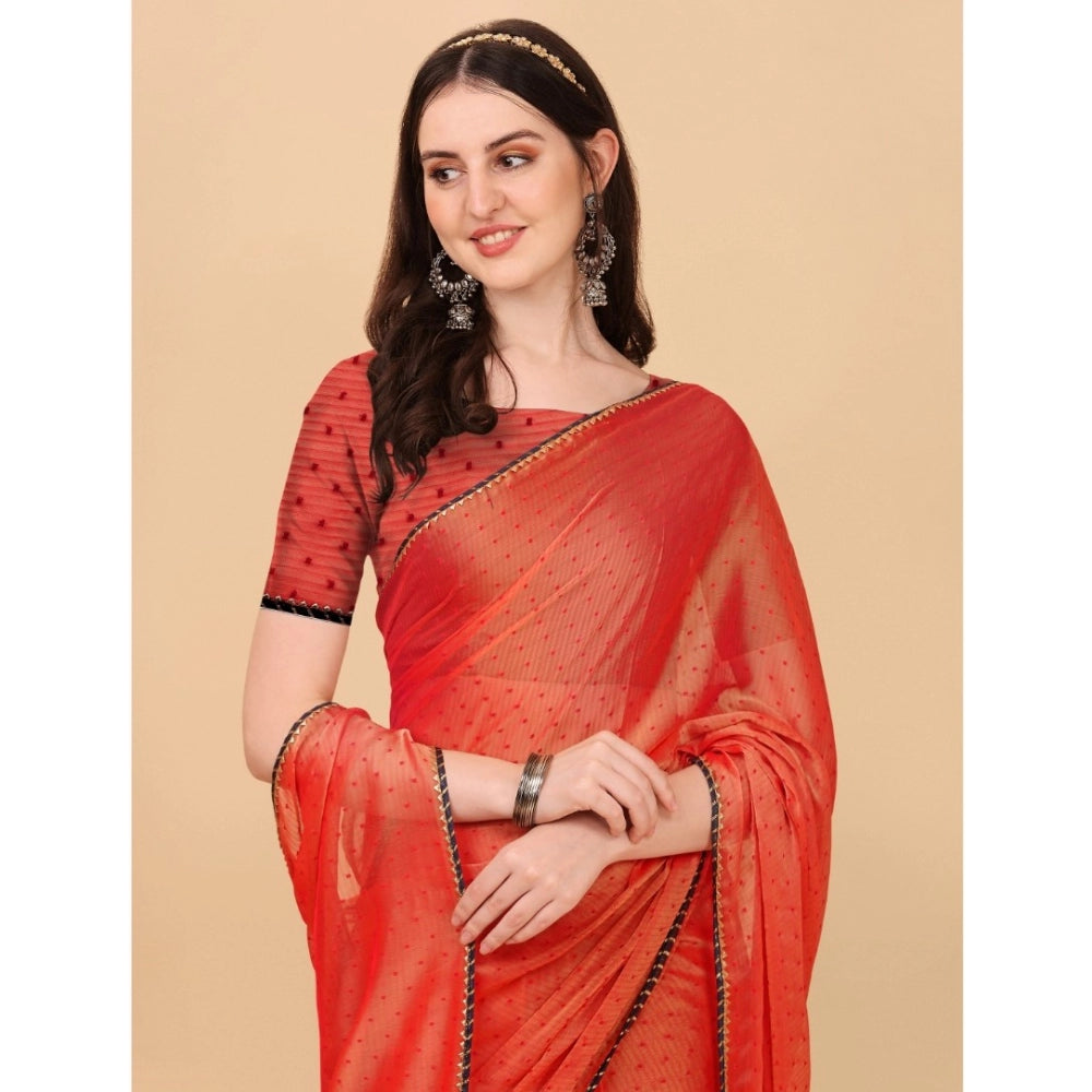 Incredible Silk Blend Embellished Saree With Blouse Piece