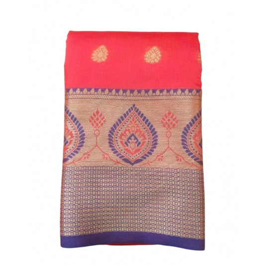 Appealing Silk Blend Woven Saree With Blouse Piece