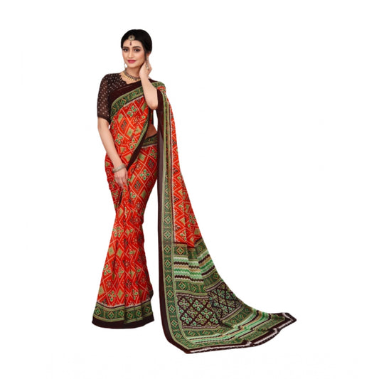 Fabulous Georgette Floral Print Saree With Blouse Piece