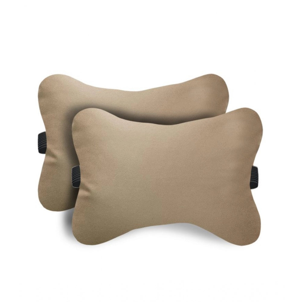 Awesome Pack Of 2 Faux Leather Solid Bone Neck Pillow