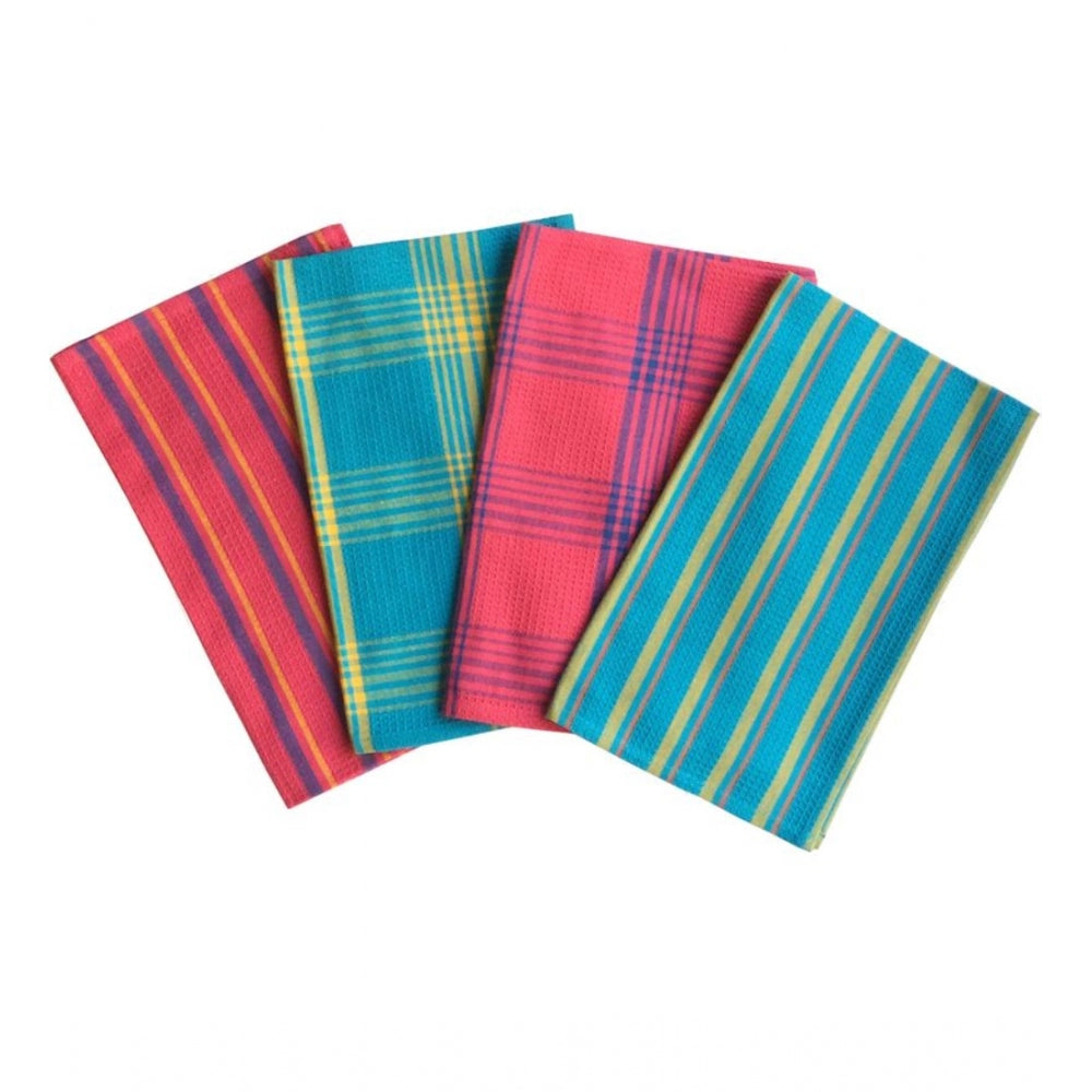 Fashionable Pack Of 4 Cotton Checkered Kitchen Towel Sets