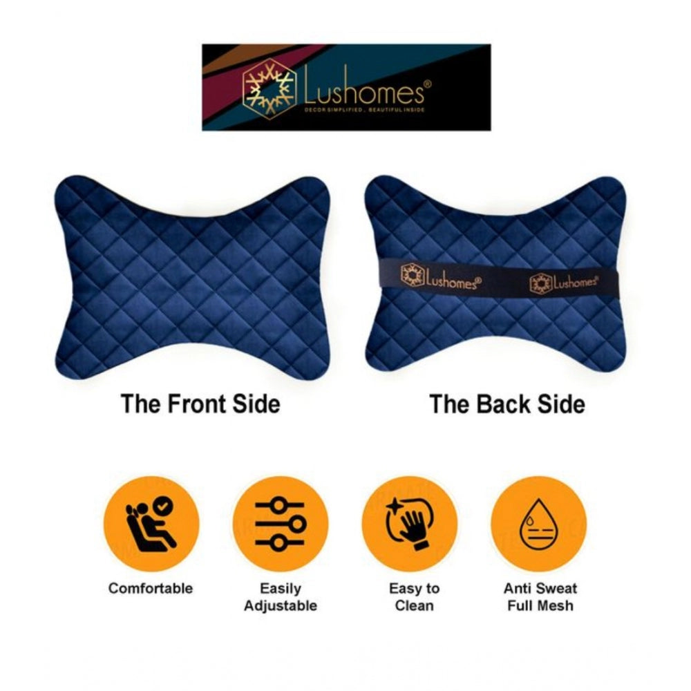 Alluring Pack Of 2 Velvet Checked  Bone Neck Pillow