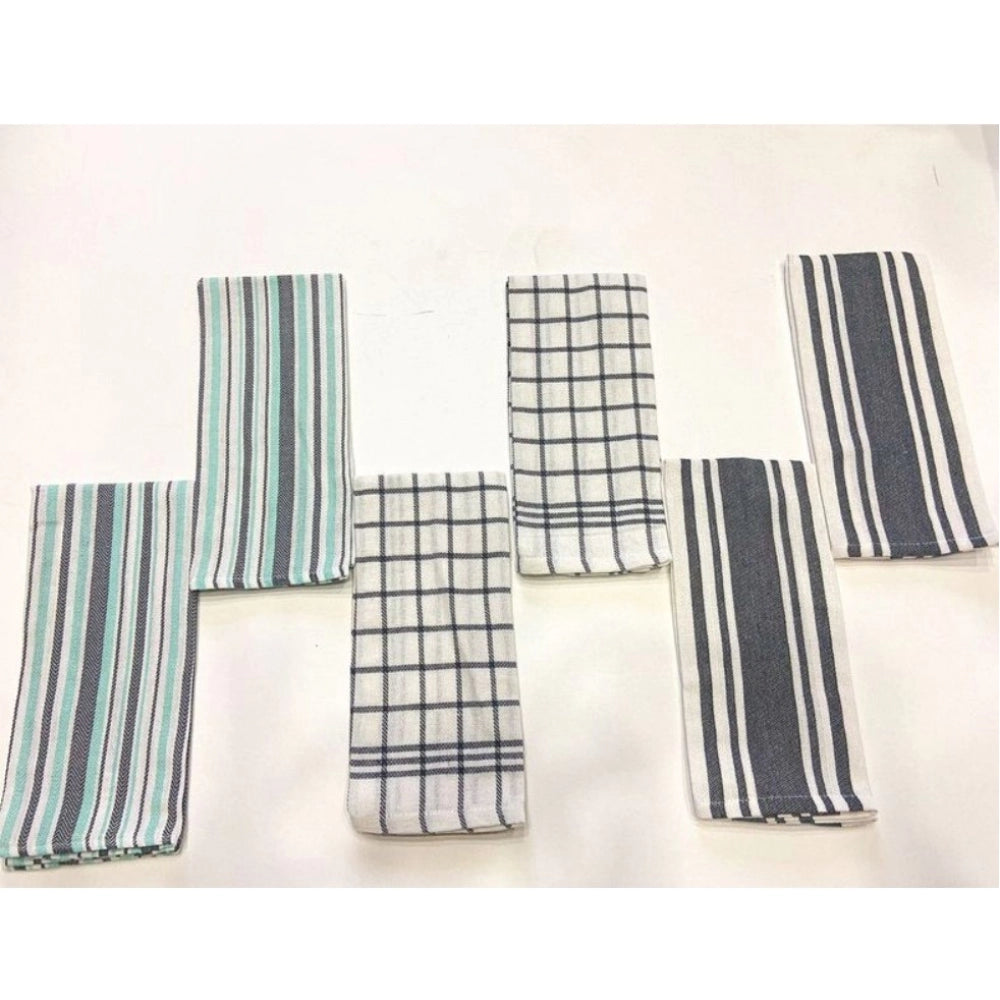 Versatile Pack Of 6 Cotton Checkered Kitchen Towel Sets