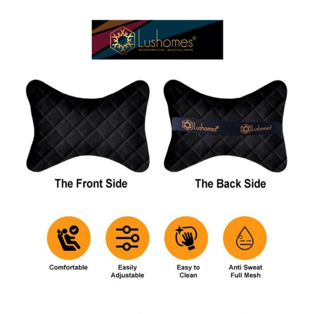 Alluring Pack Of 2 Velvet Checked  Bone Neck Pillow