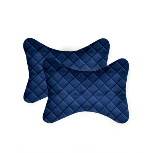 Alluring Pack Of 2 Velvet Checked  Bone Neck Pillow