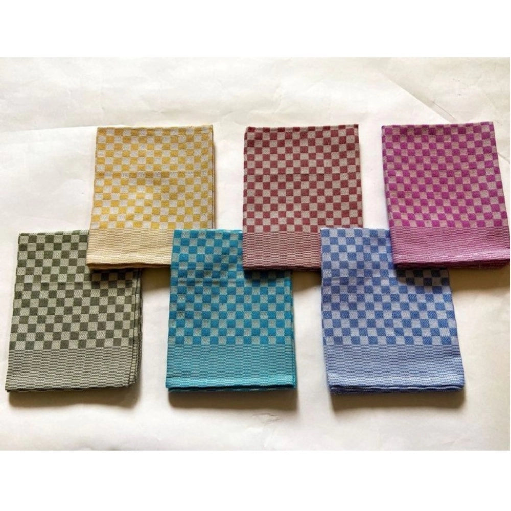 Versatile Pack Of 6 Cotton Checkered Kitchen Towel Sets