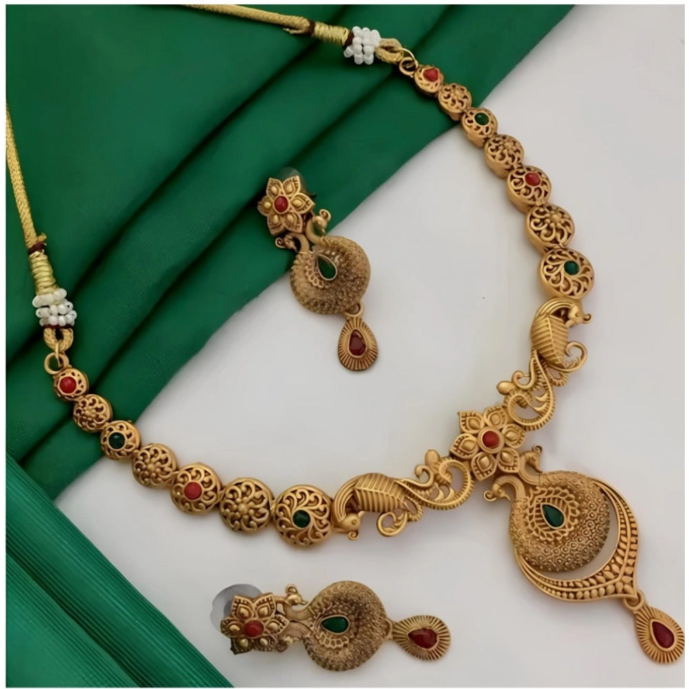 Modern Gold Plated Necklace And Earring Set