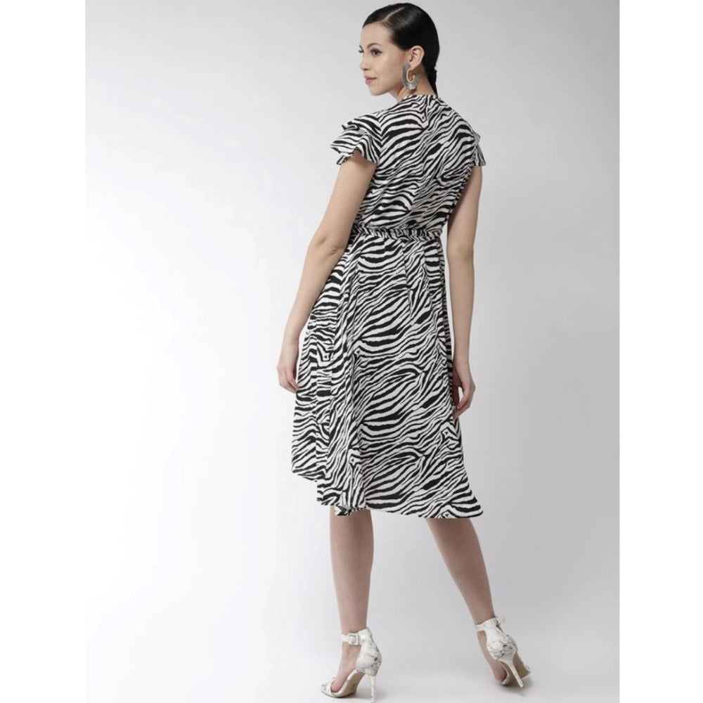 Incredible Polyester Printed Short Sleeve Knee Length Dress