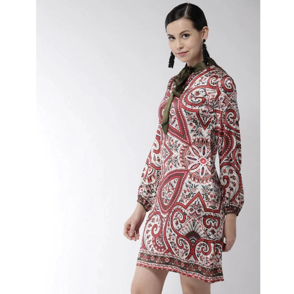 Dashing Polyester Printed Long Sleeves Above Knee Dress