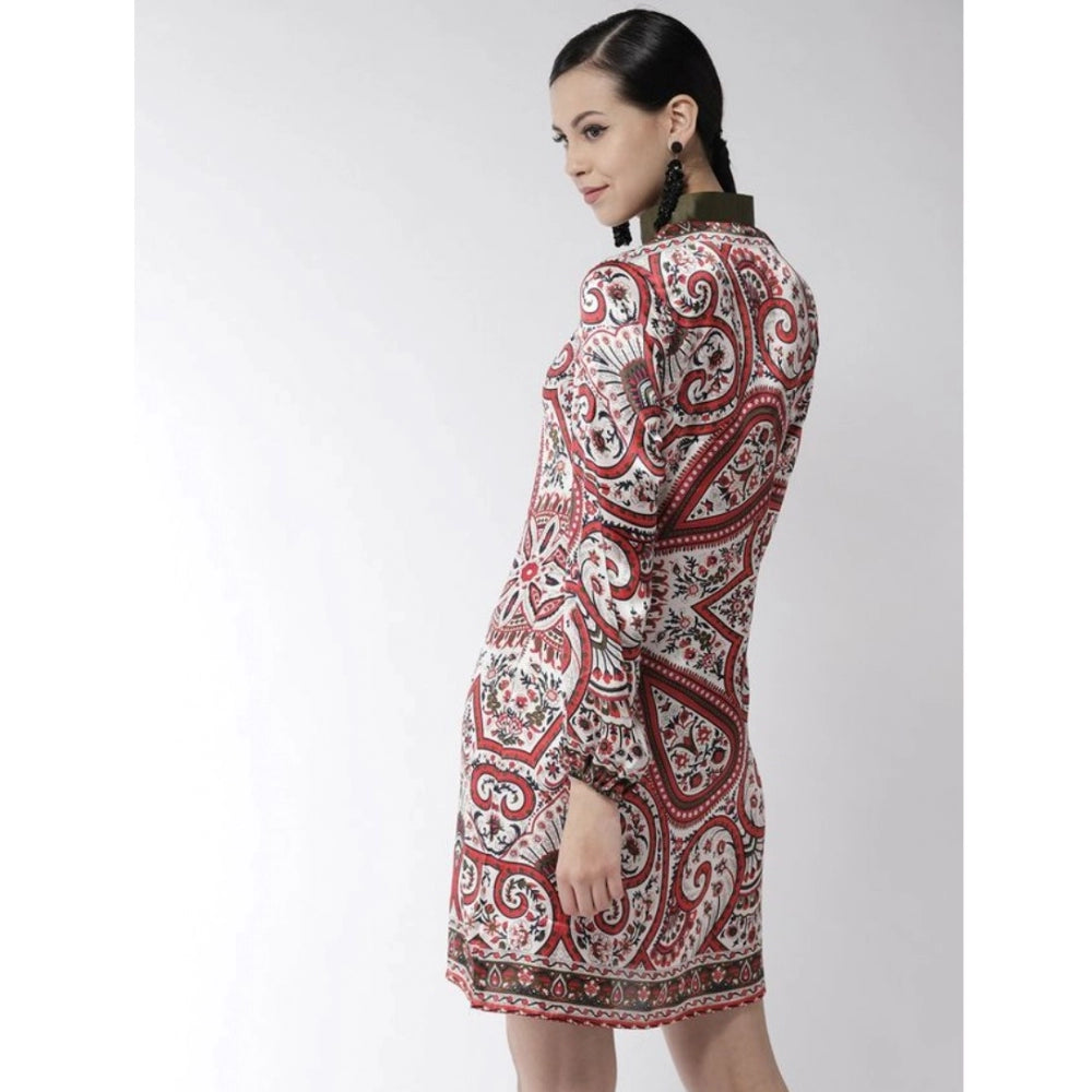 Dashing Polyester Printed Long Sleeves Above Knee Dress