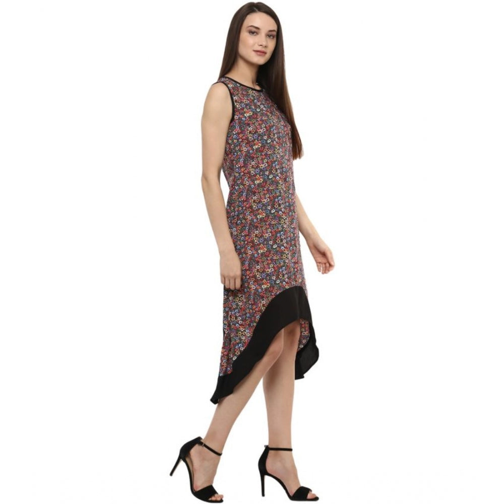 Luxurious Polyester Printed Sleeveless Knee Length Dress