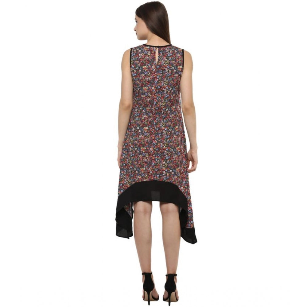 Luxurious Polyester Printed Sleeveless Knee Length Dress