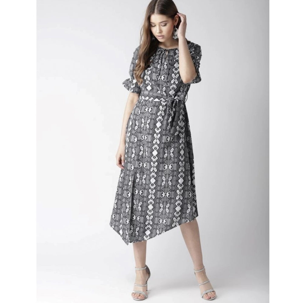 Incredible Polyester Printed Short Sleeve Knee Length Dress