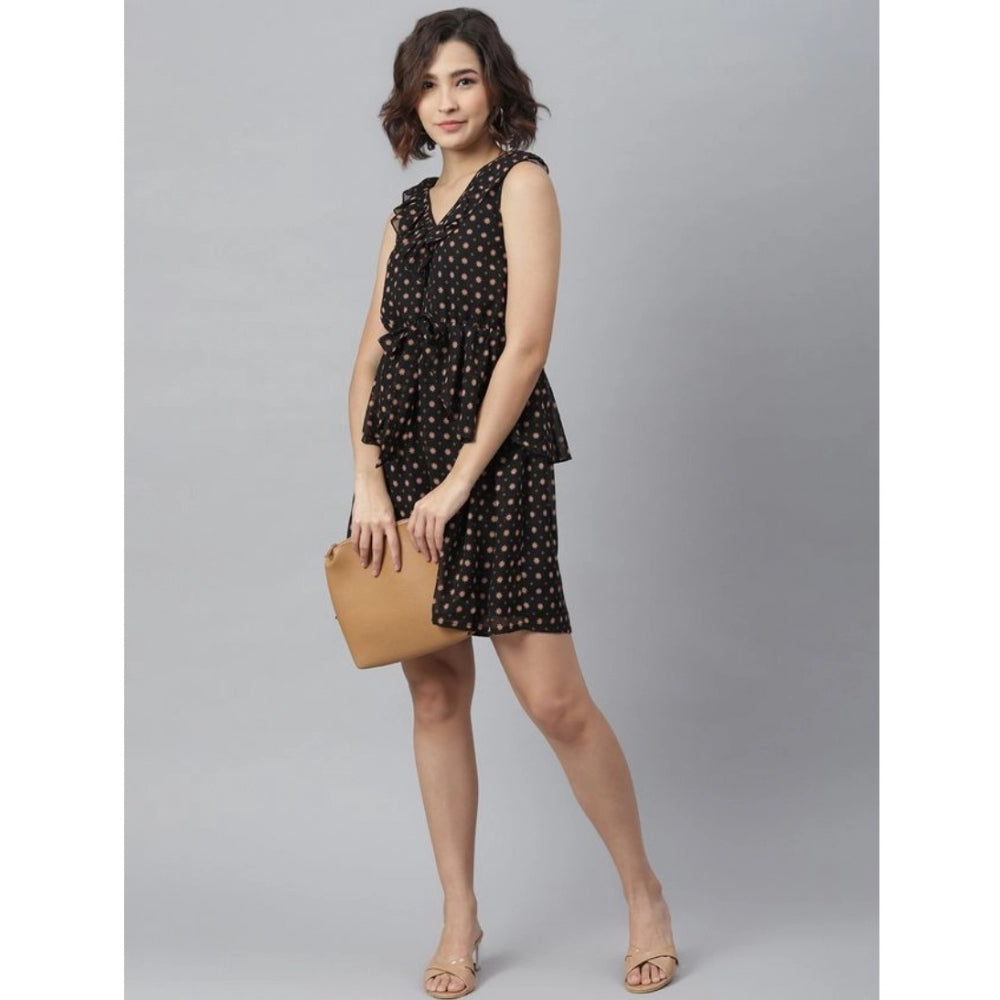 Appealing Polyester Peplum Sleeveless Above Knee Dress