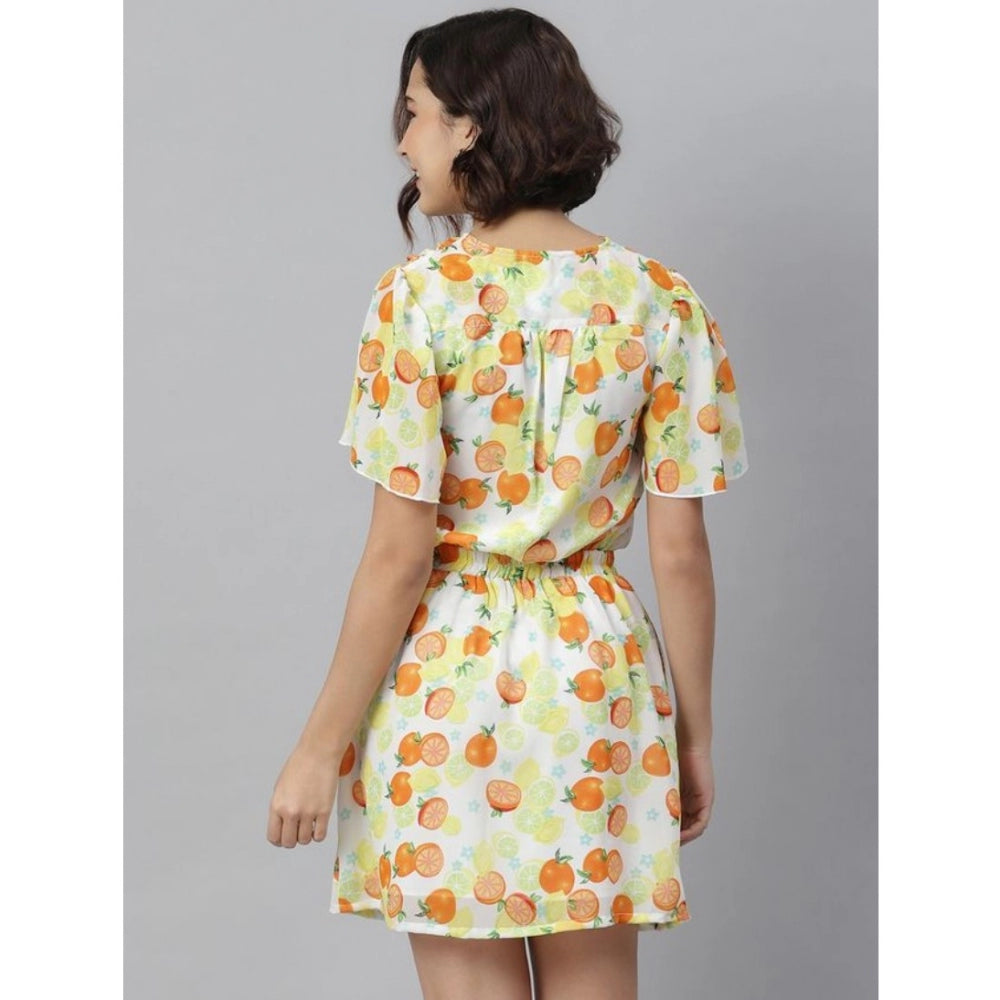 Dashing Polyester Printed Flutter Above Knee Dress