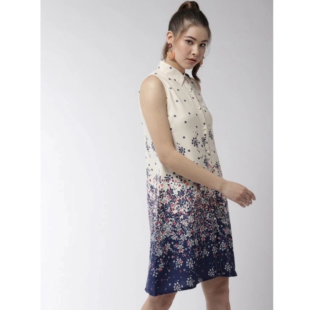 Appealing Polyester Floral Sleeveless Above Knee Dress