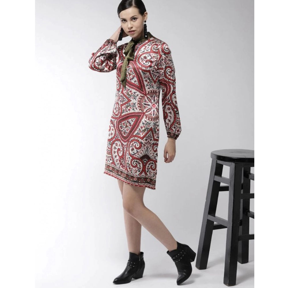 Dashing Polyester Printed Long Sleeves Above Knee Dress