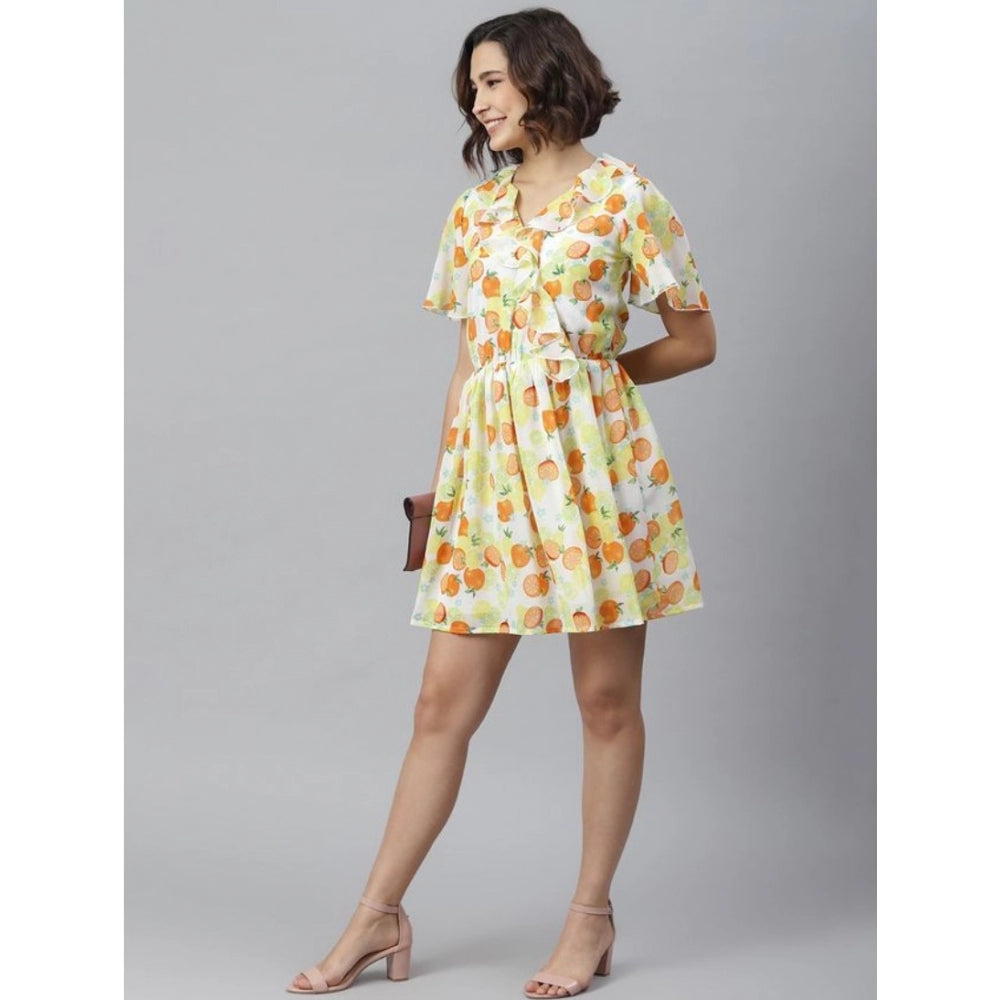 Dashing Polyester Printed Flutter Above Knee Dress