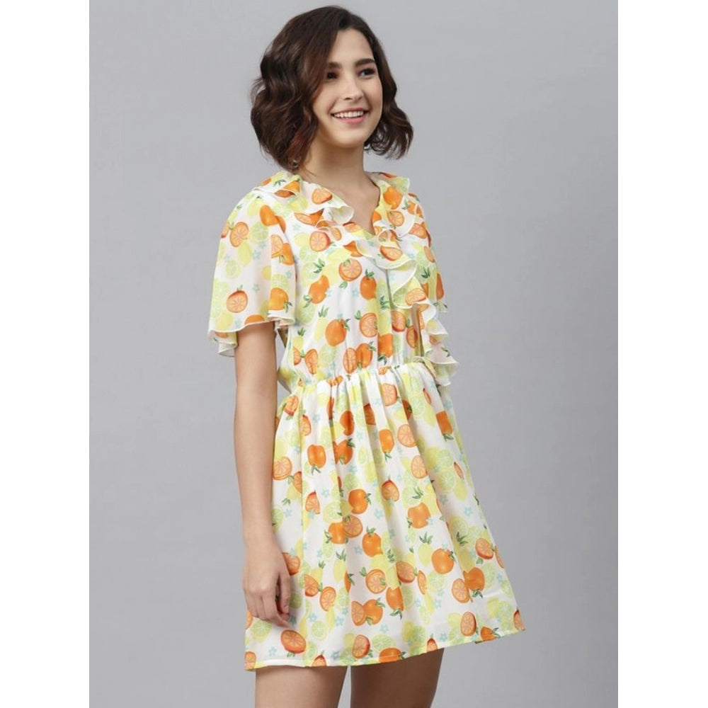 Dashing Polyester Printed Flutter Above Knee Dress