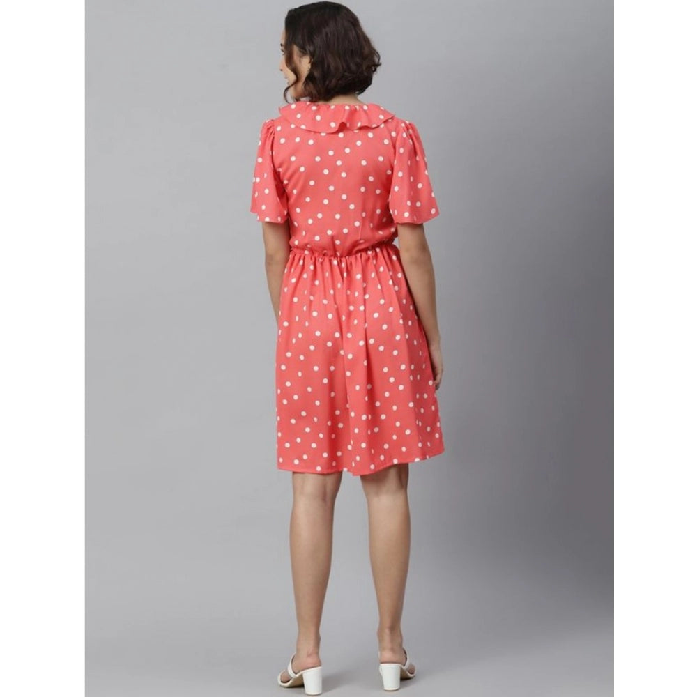 Dashing Polyester Polka Flutter Above Knee Dress