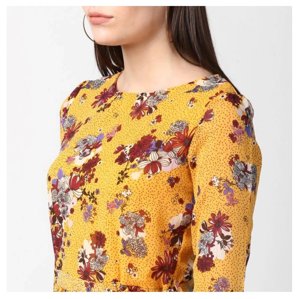 Appealing Polyester Floral Long Sleeves Calf length Dress