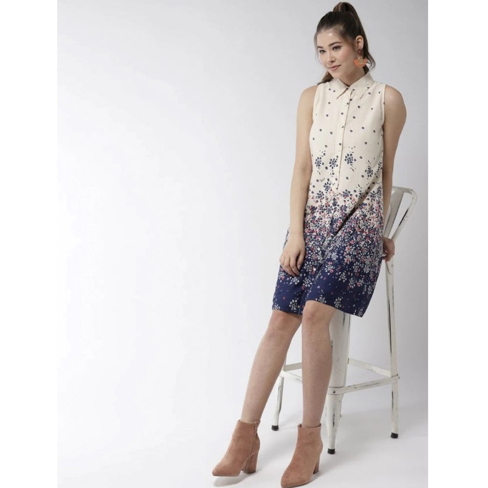 Appealing Polyester Floral Sleeveless Above Knee Dress