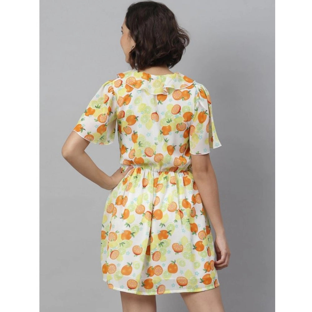 Dashing Polyester Printed Flutter Above Knee Dress