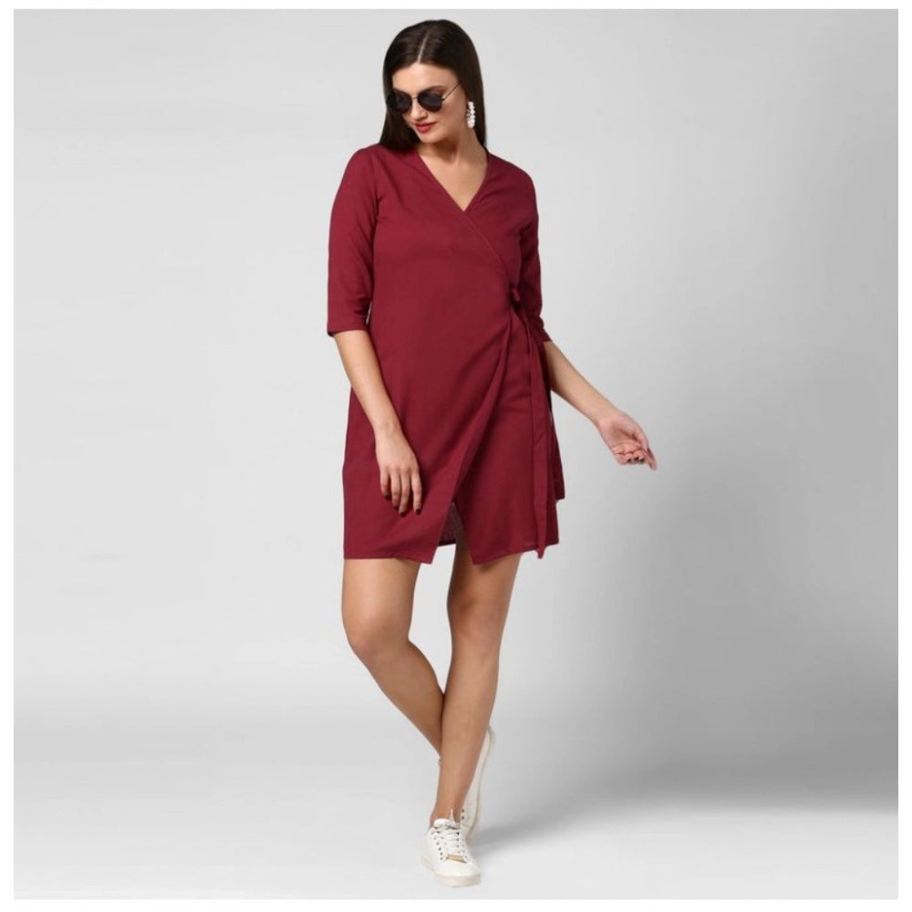 Fantastic Cotton Solid Above Knee Dress