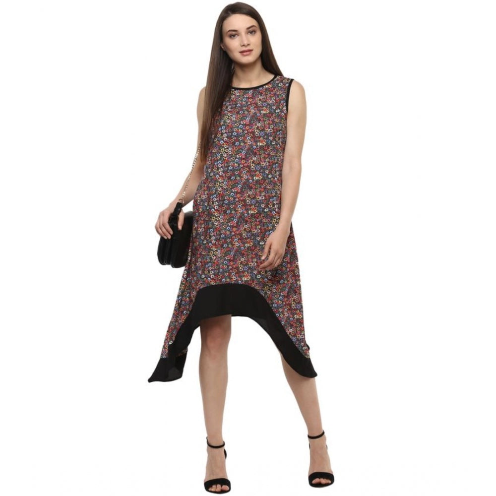 Luxurious Polyester Printed Sleeveless Knee Length Dress