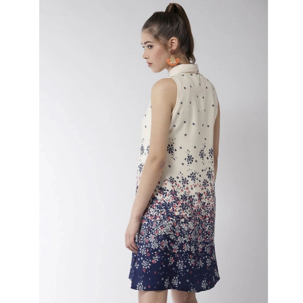 Appealing Polyester Floral Sleeveless Above Knee Dress