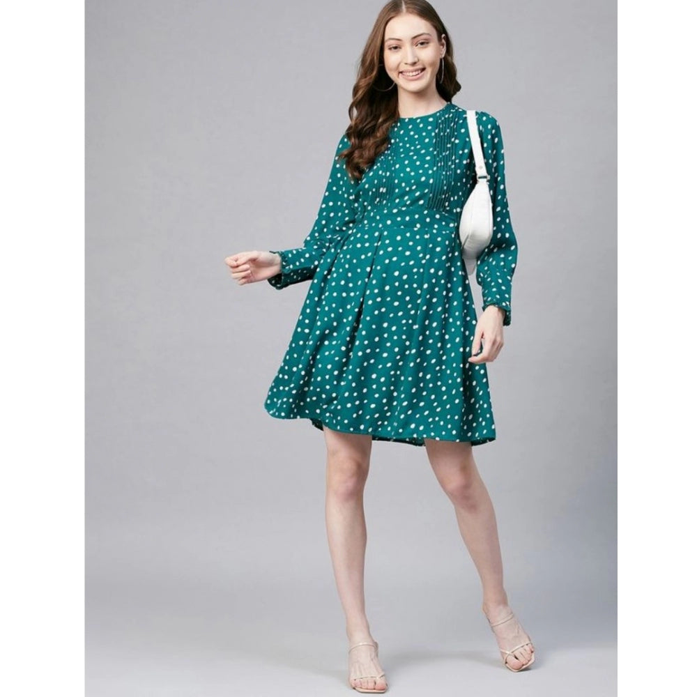 Dashing Polyester Polka Long Sleeves Above Knee Dress