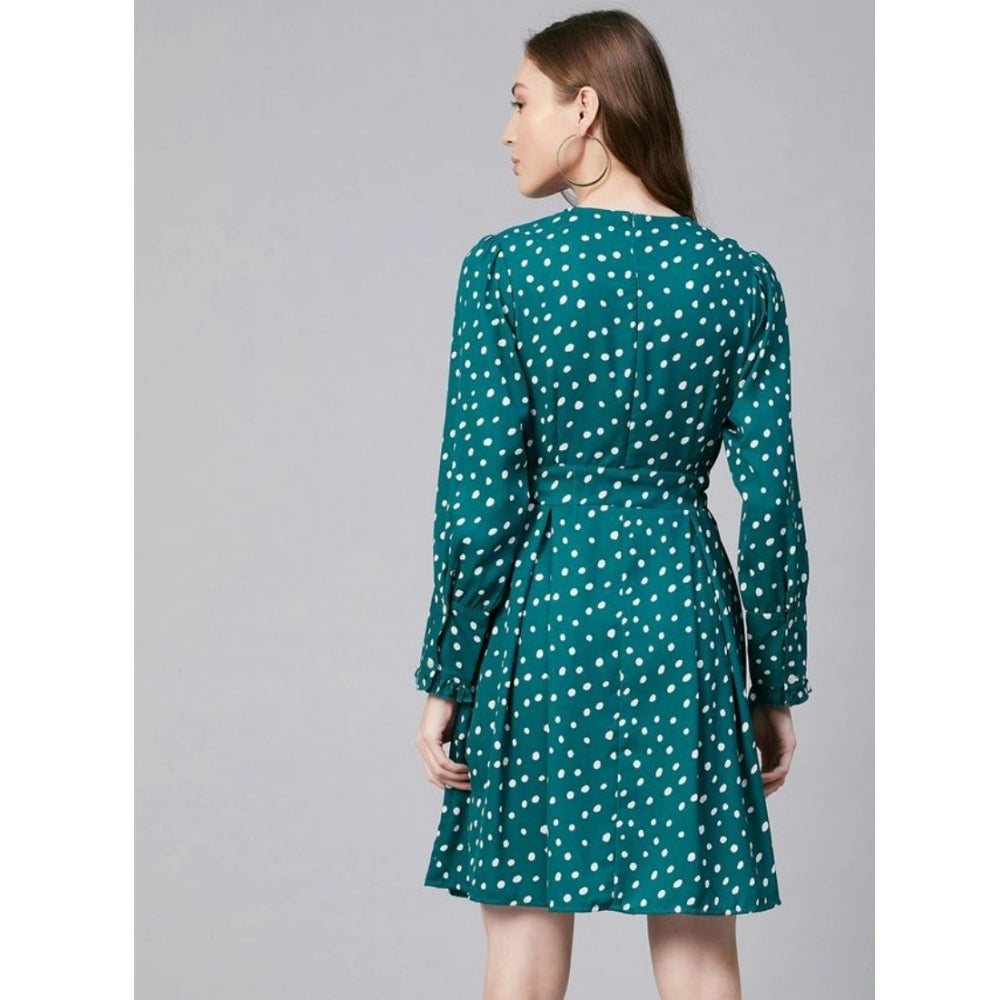 Dashing Polyester Polka Long Sleeves Above Knee Dress