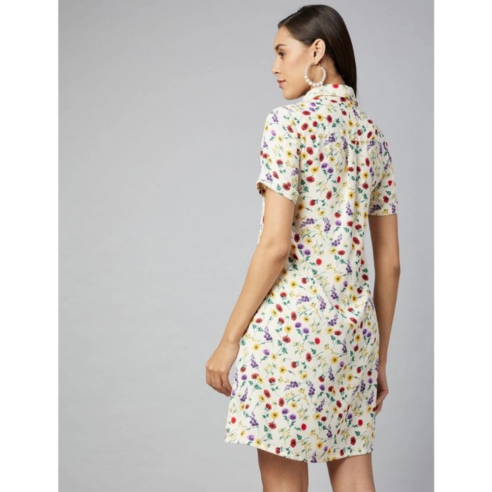 Appealing Polyester Floral Short Sleeve Above Knee Dress